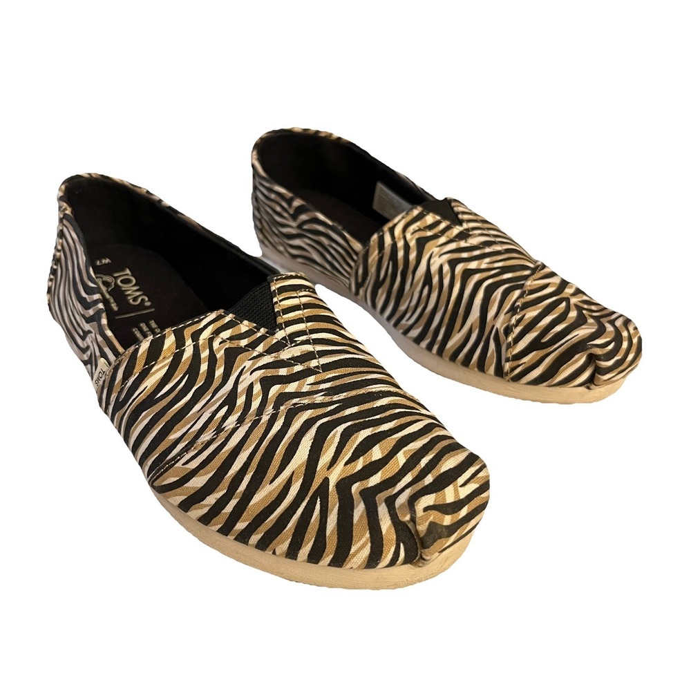 Toms Womens Alpargata Natural Liger Print Shoes Size 7 Wide